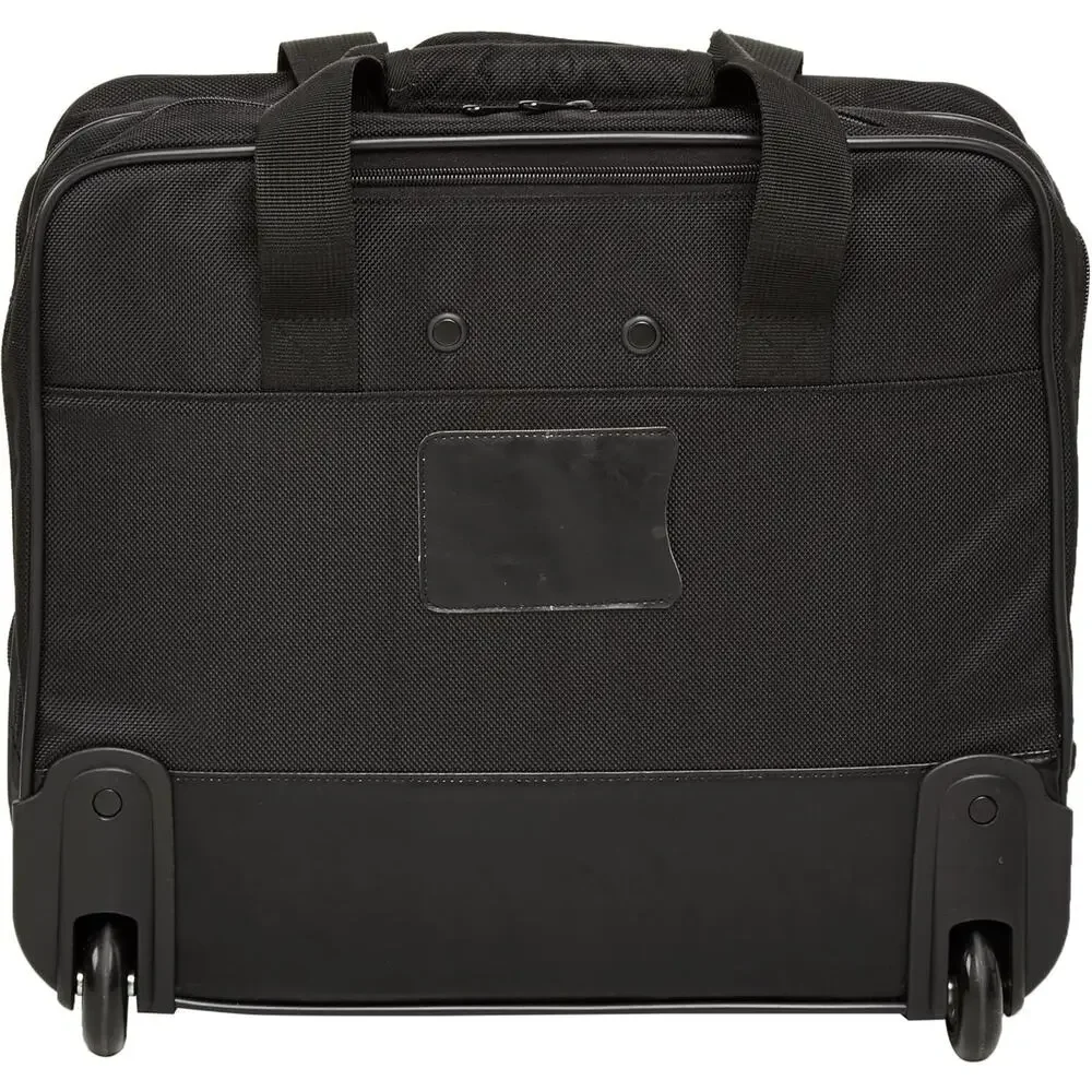 Amazon Basics Rolling Wheeled Laptop Bag, 15.6 in, Black, Sturdy with Compart...